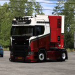Scania S Sarantos Red & White Combo Skin (Scania S SCS & Eugene)